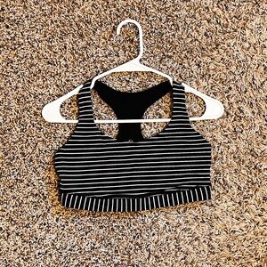 Lululemon Athletica Black & White Striped Sports Bra
